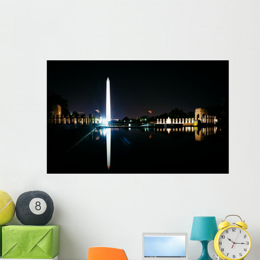 The Washington Monument and World War II Memorial reflecting in Wall Mural