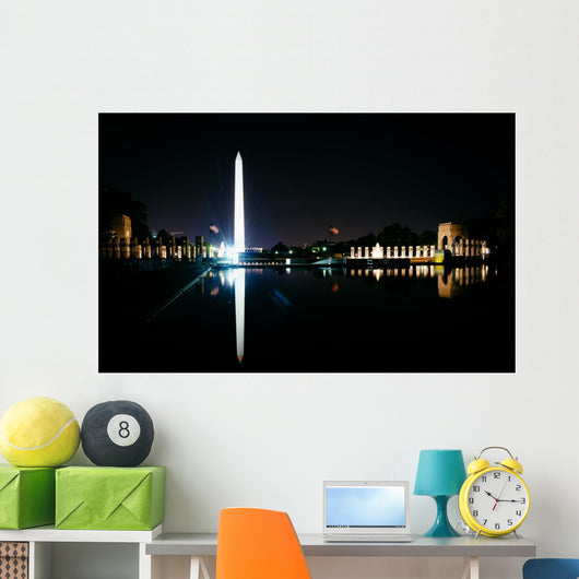 The Washington Monument and World War II Memorial reflecting in Wall Mural