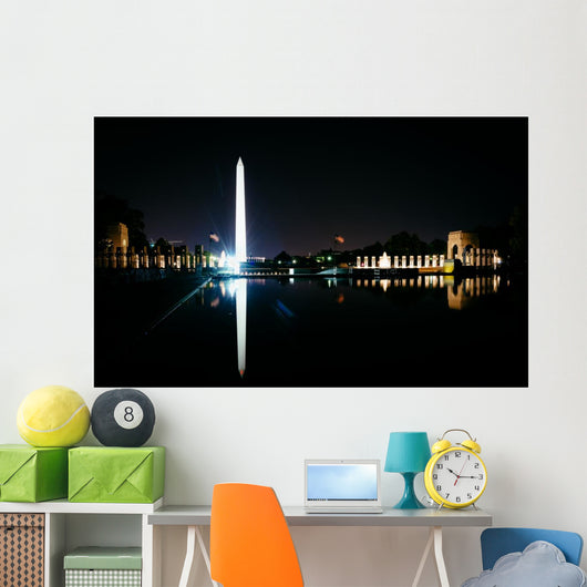 The Washington Monument and World War II Memorial reflecting in Wall Mural