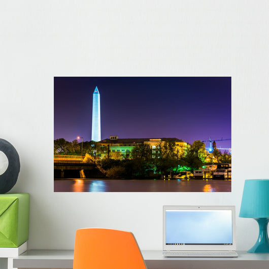 The Washington Monument at night in Washington, DC. Wall Mural