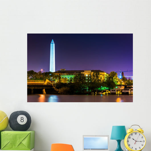 The Washington Monument at night in Washington, DC. Wall Mural