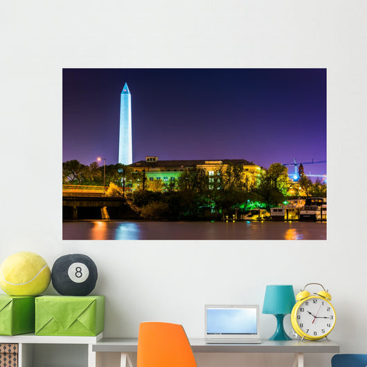 The Washington Monument at night in Washington, DC. Wall Mural