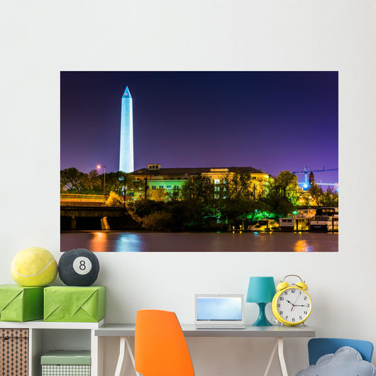 The Washington Monument at night in Washington, DC. Wall Mural