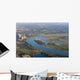 Rhine River bend Orsoy with agricultural, industrial and residen Wall Mural