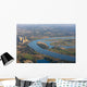 Rhine River bend Orsoy with agricultural, industrial and residen Wall Mural