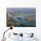 Rhine River bend Orsoy with agricultural, industrial and residen Wall Mural