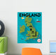 Map of England Illustration Wall Mural