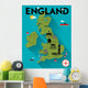 Map of England Illustration Wall Mural
