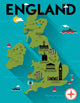 Map of England Illustration Wall Mural