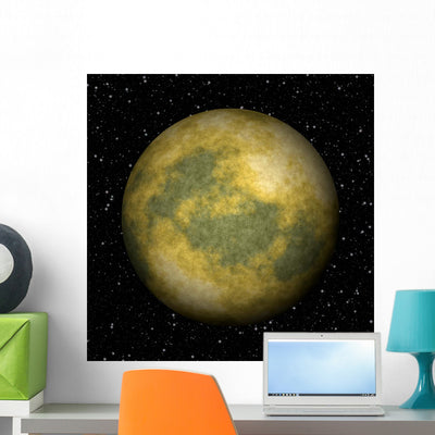 Abstract Pluto Planet Generated Wall Mural shown on a wall