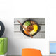 Korean cuisine, beef  Bibimbap in  a clay pot on wooden table Wall Mural