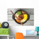 Korean cuisine, beef  Bibimbap in  a clay pot on wooden table Wall Mural