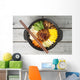 Korean cuisine, beef  Bibimbap in  a clay pot on wooden table Wall Mural