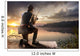Young man fishing at misty sunrise Wall Mural