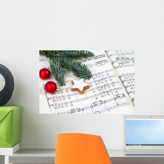 Background Christmas Music Wall Mural