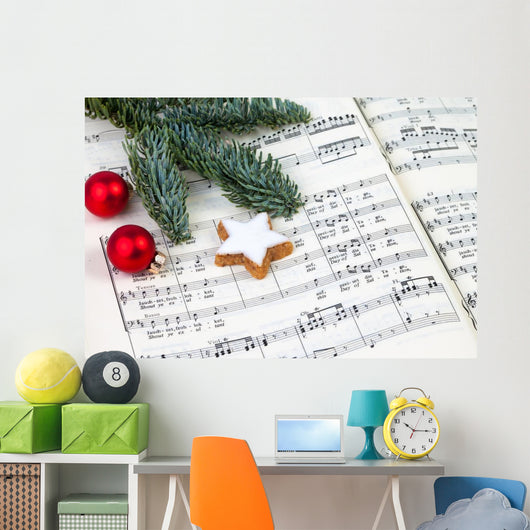 Background Christmas Music Wall Mural