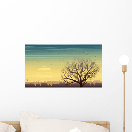 Lonely Tree with Birds Wall Decal