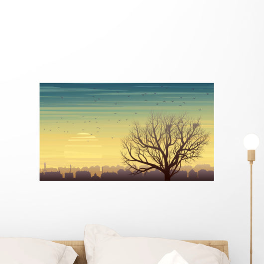 Lonely Tree with Birds Wall Decal