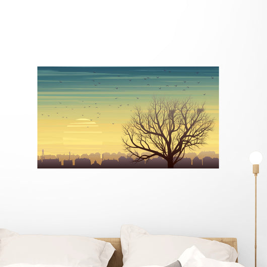 Lonely Tree with Birds Wall Decal