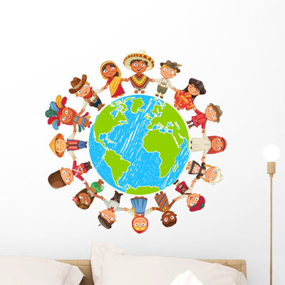 Earth Day Wall Decal shown on a wall