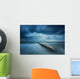 Winter landscape with old broken bridge among the stormy sea Wall Mural