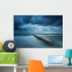 Winter landscape with old broken bridge among the stormy sea Wall Mural
