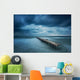 Winter landscape with old broken bridge among the stormy sea Wall Mural