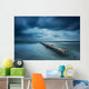 Winter landscape with old broken bridge among the stormy sea Wall Mural