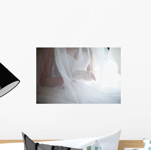 bride under veil Wall Mural