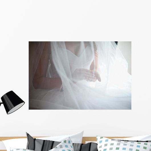 bride under veil Wall Mural