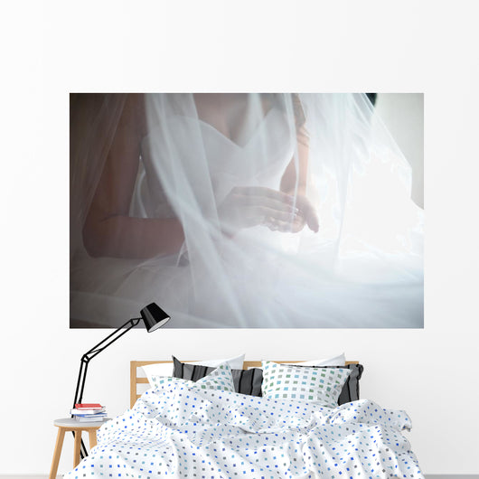 bride under veil Wall Mural