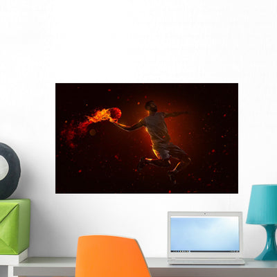 Professional Basketball Player Wall Decal shown on a wall