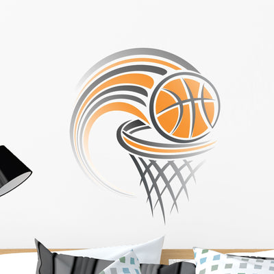 Basketball Ball Wall Decal shown on a wall