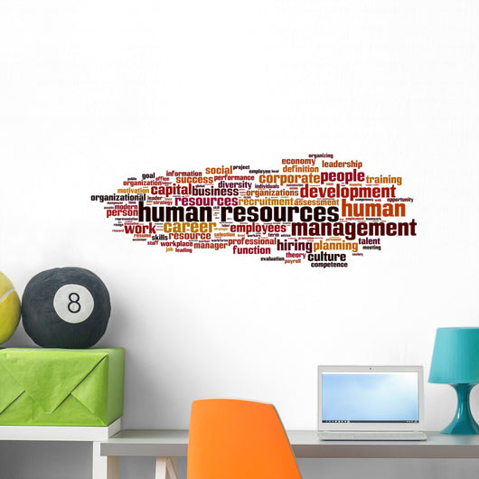 Human Resources word cloud concept. Vector illustration Wall Mural
