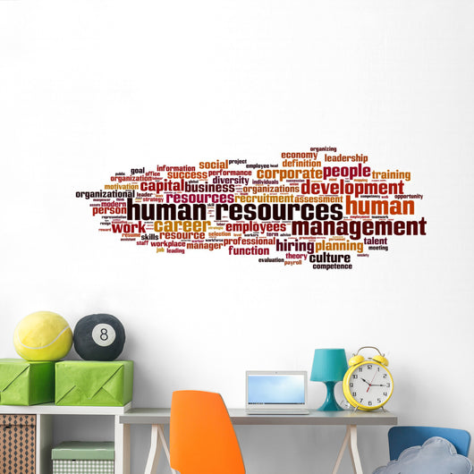 Human Resources word cloud concept. Vector illustration Wall Mural