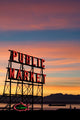 Pike Place Market neon sign in Seattle, Washington Wall Decal