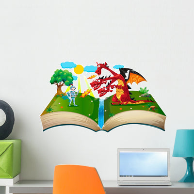 Book about Knight and Wall Decal shown on a wall