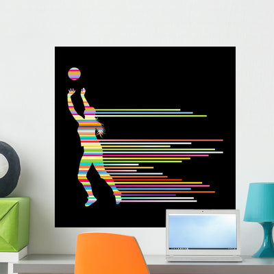 Volleyball Woman Player Vector Background Wall Decal shown on a wall