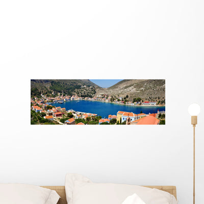 Greek Island Kastellorizo Panorama Wall Decal shown on a wall