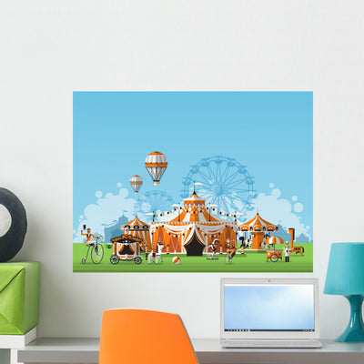 Abstract Classical Circus Tent Wall Decal shown on a wall