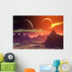 3D rendered fantasy alien planet. Rocks and  moon Wall Decal