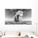 Black and White Sailing Ship at Sea Wall Decal