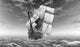 Black and White Sailing Ship at Sea Wall Decal