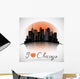 Chicago Illinois city skyline silhouette. Typographic Design Wall Decal