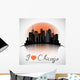 Chicago Illinois city skyline silhouette. Typographic Design Wall Decal