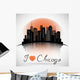 Chicago Illinois city skyline silhouette. Typographic Design Wall Decal