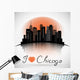 Chicago Illinois city skyline silhouette. Typographic Design Wall Decal
