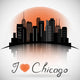 Chicago Illinois city skyline silhouette. Typographic Design Wall Decal