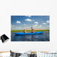 Couple kayaking on river Wall Decal