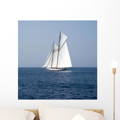 Sailboat Old Style Mediterranean Wall Decal shown on a wall
